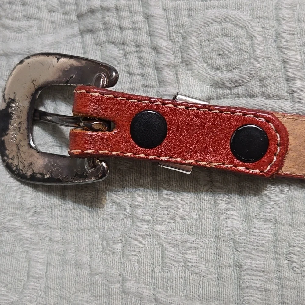 Vintage Nocona Colorful Embroidered Leather Belt Size 32